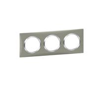 Legrand – Plaque de finition Dooxie – 3 postes – Inox brossé – Intérieur