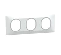 Plaque de finition Ovalis - Blanc bague en Argent Chromé - 3 postes horizontaux