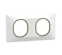 Plaque de finition Ovalis - Blanc bague en Laiton - 2 postes horizontaux