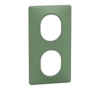 Plaque de finition 2 postes - Vertical - Ovalis - S320724B - Schneider - Vert forêt