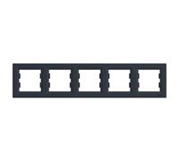 Plaque de finition quintuple horizontale Anthracite Asfora Schneider
