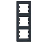 Plaque de finition triple verticale Anthracite Asfora Schneider