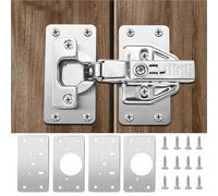 Plaque de fixation de charnière Kit de réparation charnières d'armoires, 2 à 10 pièces, plaque cuisine, fixation en acier inoxydable, portes(4Pcs-(2PAIRS))
