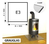 Plaque de fond de cheminée 90 x 90 cm ESG Grauglas Pare-feu Temprix E3