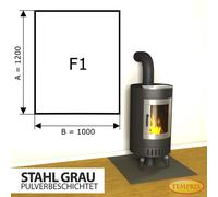 Plaque De Sol En Acier Grise Pour Cheminée - F1