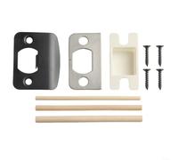 Plaque de gâche de porte de type D en acier inoxydable avec kit de cale d'espacement pour quincaillerie de placard et porte coulissante - Restaurateur de loquet de sécurité à coins arrondis (noir)