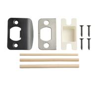 Plaque de gâche de serrure de porte avec cale d'espacement pour kit de réparation de loquet de porte - Plaque de sécurité en acier inoxydable de type D compatible avec Inte (argenté)