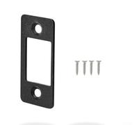 Plaque de gâche pour grand trou et étroit pour cadre de bord, kit de réparation de serrure de porte en acier inoxydable compatible avec les portes mal alignées, SI (1 pièce, noir et vis)