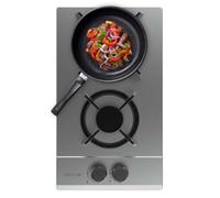 Cecotec Plaque de gaz butane et naturel 2 feux Bolero Squad G 2200S Inox. 5250 W, acier inoxydable, grilles individuelles en fonte, brûleur WOK triple couronne, allumage électrique, système de