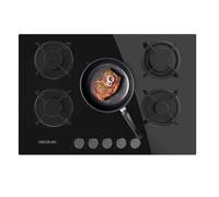 Cecotec Plaque de Gaz Butane et Naturel 5 Feux Bolero Squad G 5200S Glass Black. 11000 W, Verre Noir, Grilles Individuelles en Fonte, WOK Triple Couronne, Allumage Électrique, Système de Sécurité