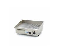 Plancha - Demi-rainurée - 55 cm - incluant le bac de récupération des jus - Maxima Argent G