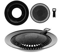 Plaque de Gril Réhausse pour réchaud à gaz, poêle Grill antiadhésive pour réchaud de Camping, Plancha pour BBQ, Camping et Barbecue à gaz (Plaque de Gril Rond 32 cm)