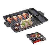Plaque de grill 14.57x10.24 pouces BBQ Rack Grill Grill Aluminium Grill Aluminium Plaque d'allonge avec poignée pour la cuisinière à gaz de camping, plaque de cuisson électrique, plaquette en fonte,