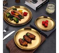 Plaque de grill coréen en acier inoxydable, plateau de service pour fruits et collations, organisateur de bijoux, assiette de buffet en self-service, multisize (14-40 cm), cadeau de Noël, fournitures 