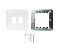 Plaque de grille 2 voies avec cadre de montage Blanc | Urée moulée avec vis et capuchons Schneider Lisse GGBL02G
