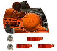 Plaque de guidage pour tronçonneuse - Panneau latéral gauche pour modèles 455 460 - 6 pièces - Kit de montage de frein avec boîtier orange