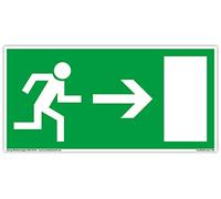 Plaque de Issue der Secours | Sortie de Secours | extra-longue luminescence | PVC autocollant 297x148mm | selon BGV 8A | DIN 67510 | Flèche droite | Chemin de fuite | Dreifke® extra 160