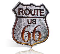 Plaque de jardin vintage en métal avec inscription « Route 66 » pour décoration murale de maison et de garage