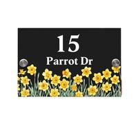 Plaque de maison en acrylique, 1 pièce, Design grappe fleurs sauvages, adresse jardin, Style moderne(360mm x270mm)