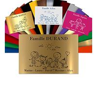 Plaque De Maison Famille Personnalisée Pour Boite Aux Lettres - Plaque Family PVC À Personnaliser - 12x8cm - 24 Motifs Disponibles (Or Mat)
