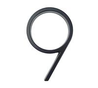 Plaque de maison flottante 3D de 12,7 cm avec lettres de 0 à 9 - Panneau ABC - En métal numérique - Moderne - Pour l'extérieur - Alliage noir - Montage à vis - Pour Yard Street (numéro 9)