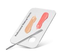 Plaque de Maquillage Transparent Acrylique, Professionnel Nail Art en Mélange D'outils de Maquillage Palette Teint Avec Acier Inoxydable Une Spatule pour Fond Teint Ombre À Paupières Manucure15x10 cm
