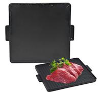 Plaque de Montage Cuisson Double Face Lisse Et Mené Ilsa Carré En Fonte 38x38 CM