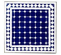Plaque de mosaïque orientale Marrakech bleu/blanc élégant en céramique 50 cm
