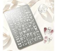Plaque de Nail Art Estampage Motif nœud Mignon, Plaque de Nail Art Estampage nœud Rose, Modèle de Nail Art Estampage Outil de Manucure LettresAcier inoxydable