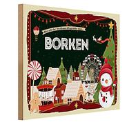 Plaque de Noël en bois | Salutations de Noël chaleureuses en écorces | Décoration | 40 cm x 30 cm
