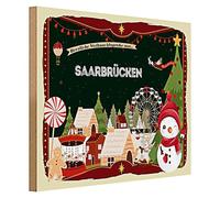Plaque de Noël en bois | Sarrebruck | Décoration | 40 cm x 30 cm
