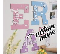 Plaque de nom en bois personnalisée - personnalisable avec initiale ou nom complet, décoration murale, décoration de chambre d'enfant/salon, décoration de Noël avec nom personnalisé, décoration de la 