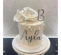 Plaque de nom personnalisée en acrylique pour gâteau - Décoration de gâteau de mariage, fête d'anniversaire de mariage, fête prénatale (8 cm)