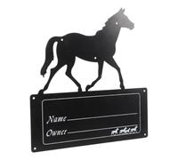Plaque de Nom pour Box Cheval, Gravée, Fer Noir, Suspendue | Perçages Prévus, Lettres en Relief Profond, Pose Rapide, pour Portes D’écurie et Changements de Box