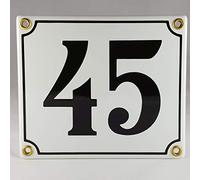 Plaque de numéro de maison émaillée (1-49) bleu-blanc/noir-blanc