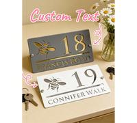 Plaque de numéro de maison en forme d'abeille à double couche personnalisée, enseigne de numéro de nouvelle maison douce personnalisée, convenant à une utilisation intérieure et extérieure, plaque de