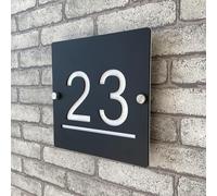 Plaque de numéro de maison personnalisable 3D en acrylique noir et blanc, numéros flottants avec adresse, plaque pour porte intérieure et extérieure Idéal pour maison, hôtel, appartement, magasin