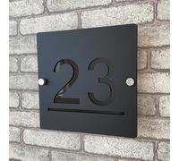 Plaque de numéro de maison personnalisable 3D en acrylique noir et noir brillant avec adresse, plaque de porte intérieure et extérieure idéale pour maison, hôtel, appartement, magasin