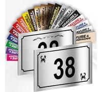 Plaque de Numéro De Rue Déco Personnalisable - Gris Alu Métallisé + Dessin