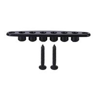Plaque de passage de cordes de guitare, plaque de virole de pont de guitare à travers le corps, plaque de douille de fixation de guitare en métal pour guitare basse (Black)