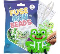 La Manuli Plaques de perles à repasser avec modèles assortis - Grenoullie + perles gratuites | Plaques transparentes Midi | Accessoires | Un bon cadeau pour les enfants à partir de 5 ans (grenouille)