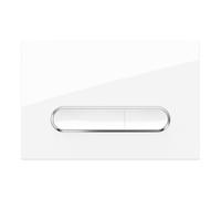 Plaque de poignée blanche brillante avec bordure chromée - Compatible avec les réservoirs Geberit Sigma, Delta & Basic UP
