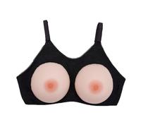 Plaque de poitrine en silicone pour travesti avec soutien-gorge - Ensemble de faux seins avec sangles magiques - Prothèse de poitrine réaliste pour cosplay transgenre et transgenre - Noir (4XL)
