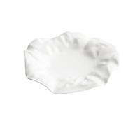 Plaque de porcelaine blanche, Assiettes à dîner et à salade plissées en céramique blanche, tailles commerciales multiples(11.8 inch)