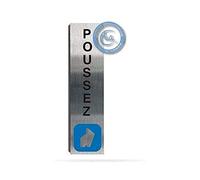 Plaque de porte aluminium brossé imprimé -Dimensions 200 x 50 mm - Double face adhésif au dos - Impression UV directement sur l'aluminium (Pas de contre collage) (Poussez vertical)