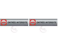 Plaque de porte aluminium brossé imprimé -Dimensions 200 x 50 mm - Double face adhésif au dos - Impression UV directement sur l'aluminium (Pas de contre collage) (Entrée interdite) (Lot de 2)