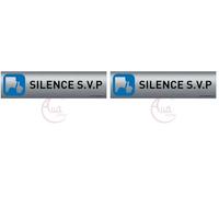 Plaque de porte aluminium brossé imprimé -Dimensions 200 x 50 mm - Double face adhésif au dos - Impression UV directement sur l'aluminium (Pas de contre collage) (silence svp) (Lot de 2)