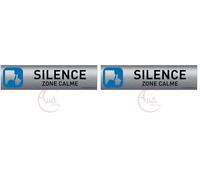 Plaque de porte aluminium brossé imprimé -Dimensions 200 x 50 mm - Double face adhésif au dos - Impression UV directement sur l'aluminium (Pas de contre collage) (silence) (Lot de 2)