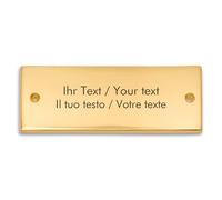 Plaque de porte avec inscription de nom et de texte de votre choix en laiton - 125 x 45 mm, rectangulaire, texte de gravure en noir