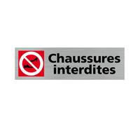 Plaque de porte CHAUSSURES INTERDITES - SIGNALETIQUE.BIZ FRANCE - Q0406 - Gris - Métal - Artisanal